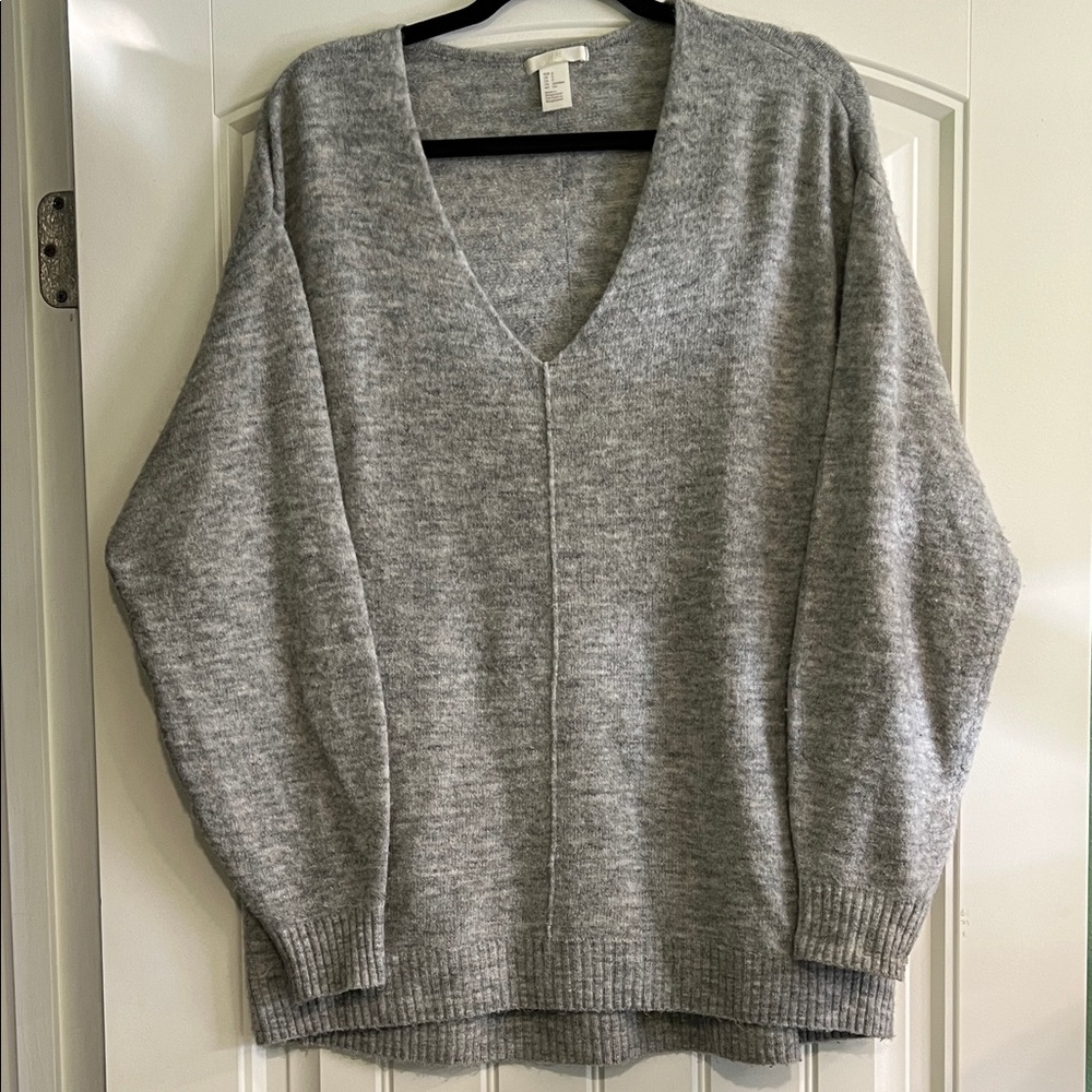 H&M Heather Gray V-Neck Sweater